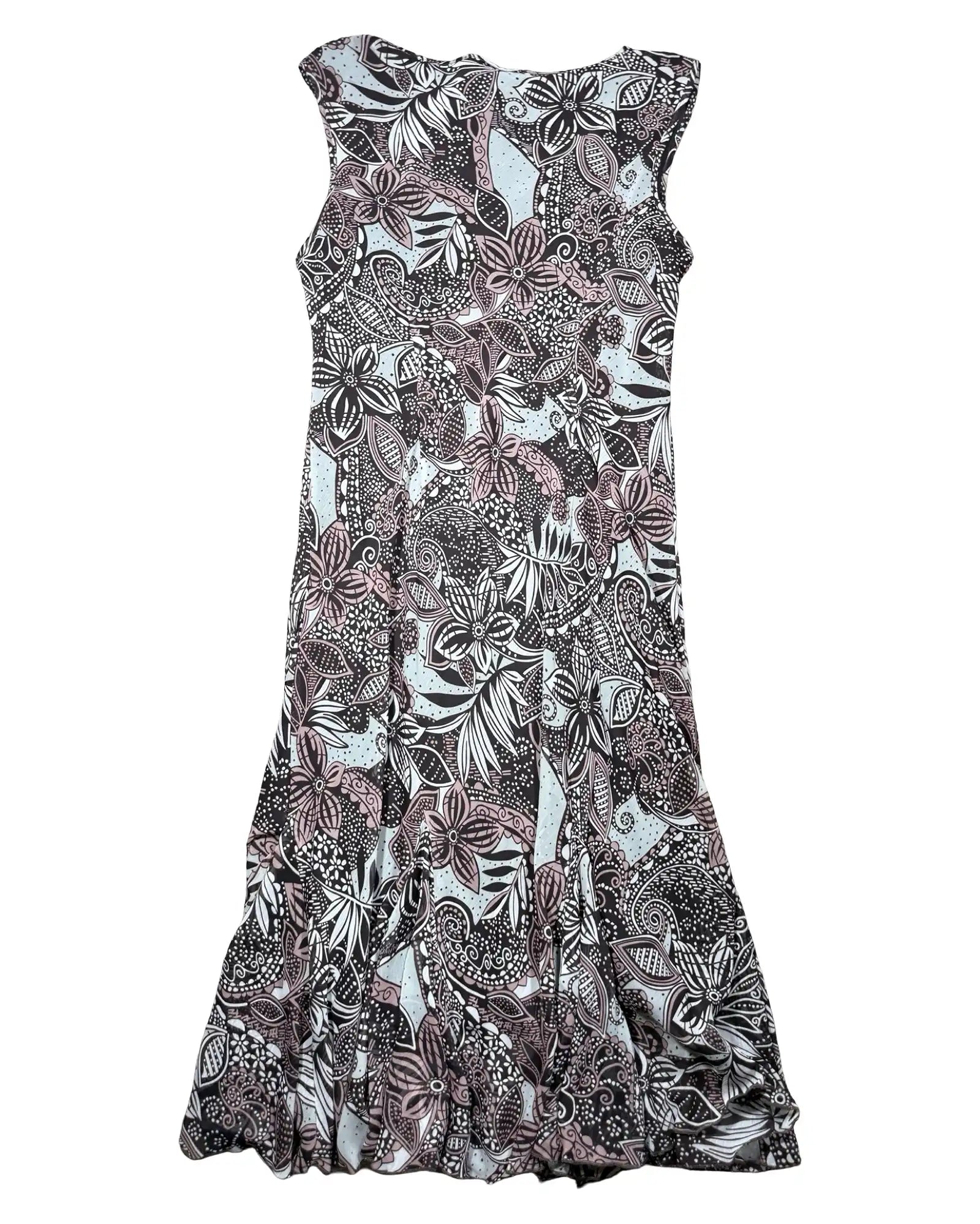 White Brown Pink Flowy Maxi Dress