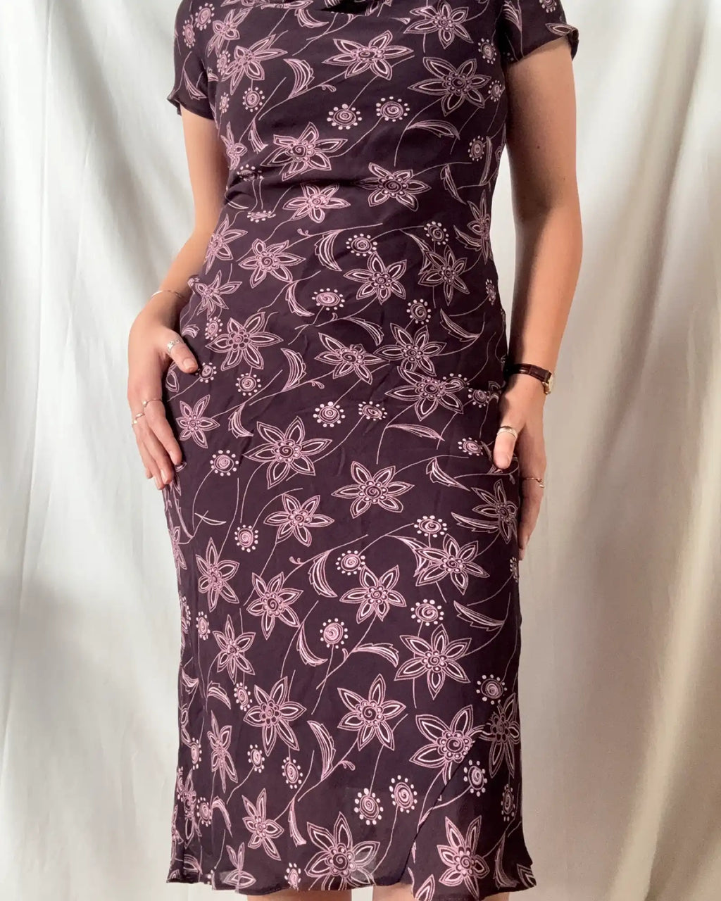 Brown and Pink Flowy Maxi Dress