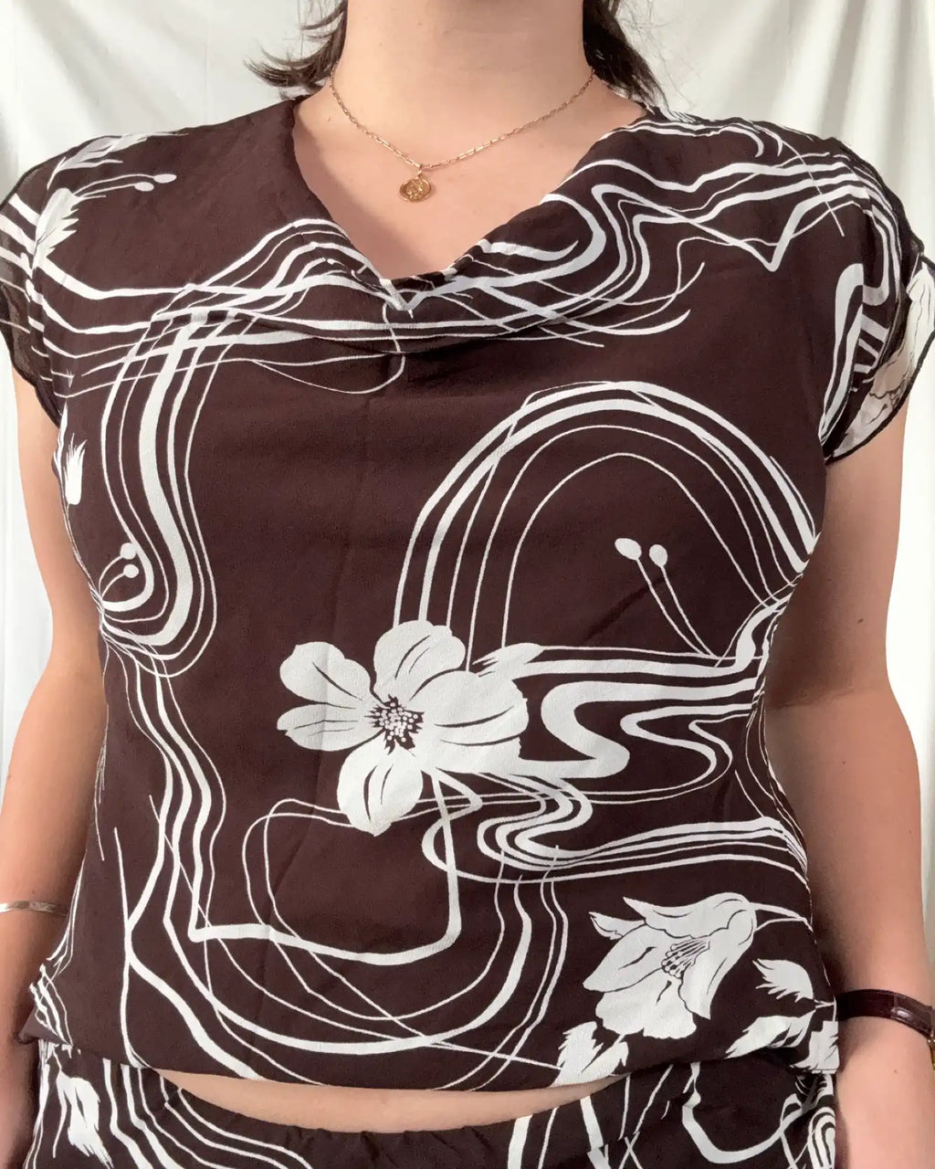 Brown and White Two Piece Set