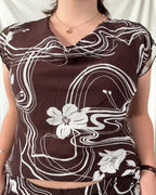 Brown and White Two Piece Set