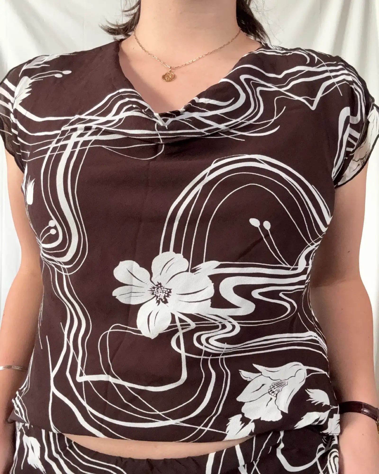 Brown and White Two Piece Set