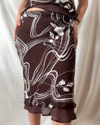 Brown and White Two Piece Set