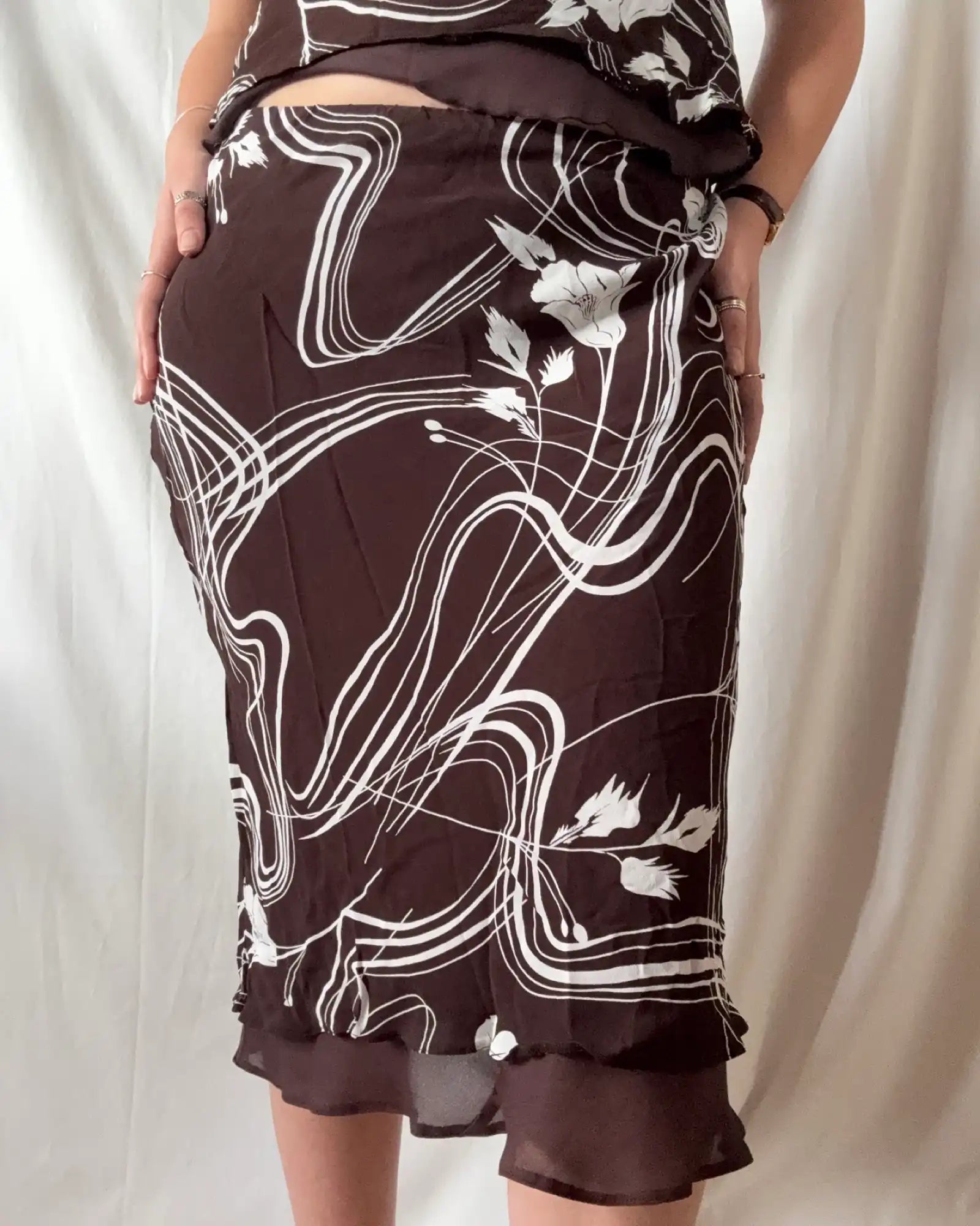Brown and White Two Piece Set