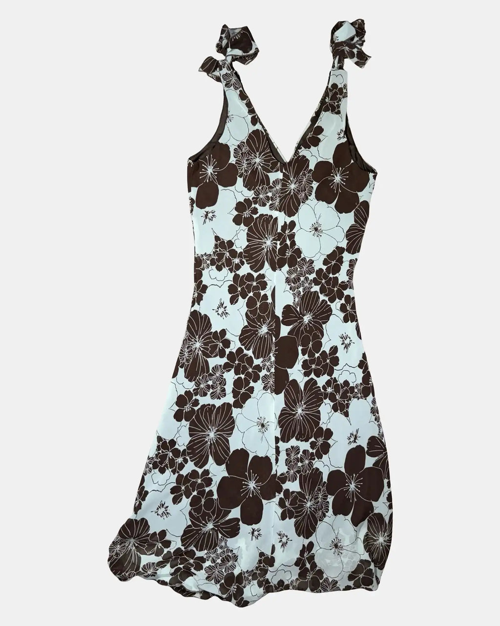 Blue and Brown Flowy Floral Dress