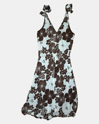 Blue and Brown Flowy Floral Dress