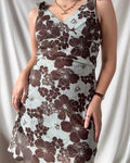Blue and Brown Flowy Floral Dress