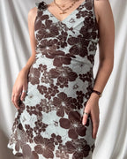 Blue and Brown Flowy Floral Dress