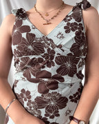 Blue and Brown Flowy Floral Dress