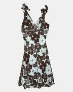 Blue and Brown Flowy Floral Dress