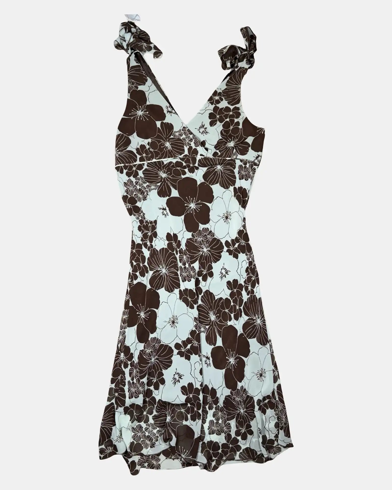 Blue and Brown Flowy Floral Dress