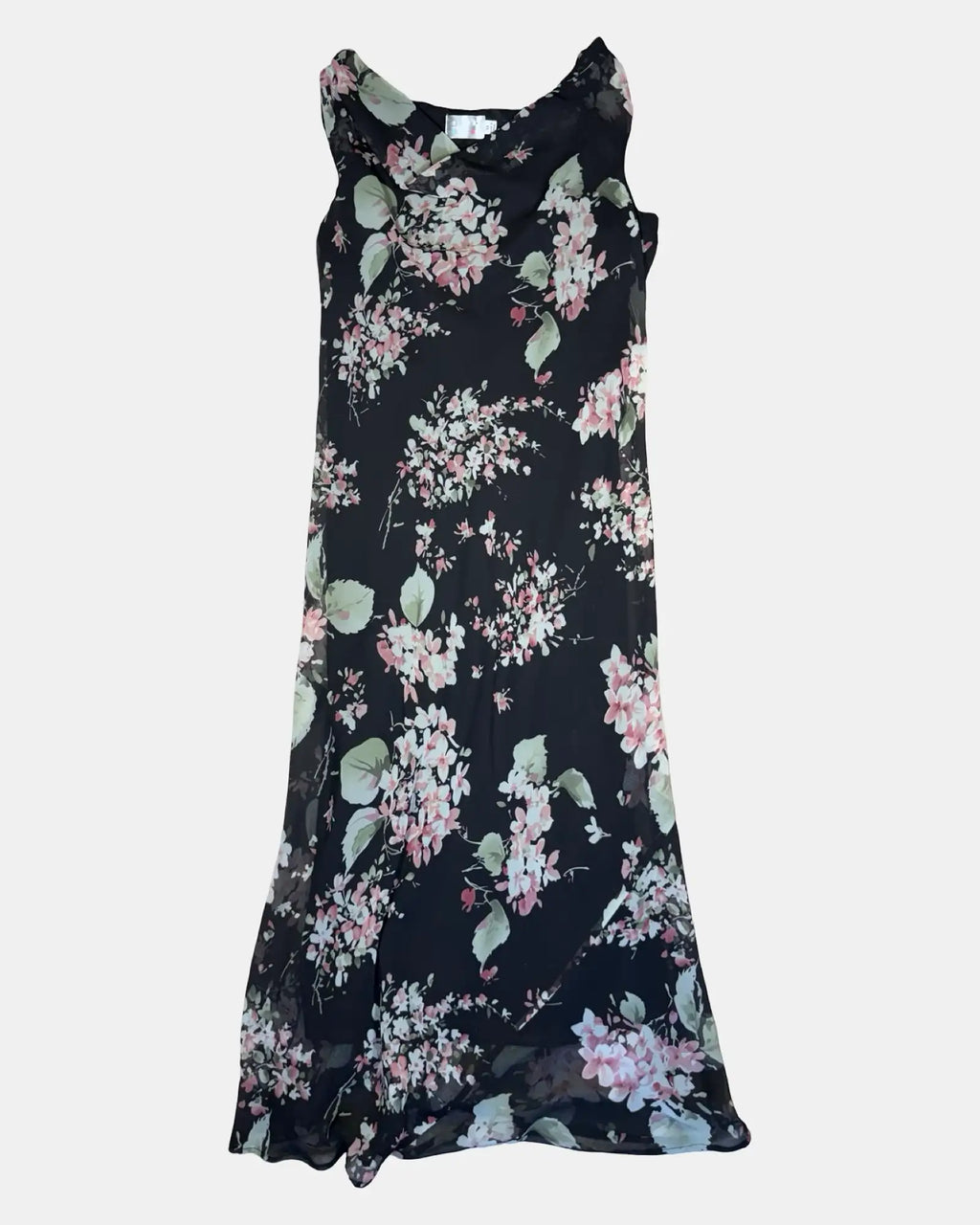Black Green and Pink Flowy Maxi Dress