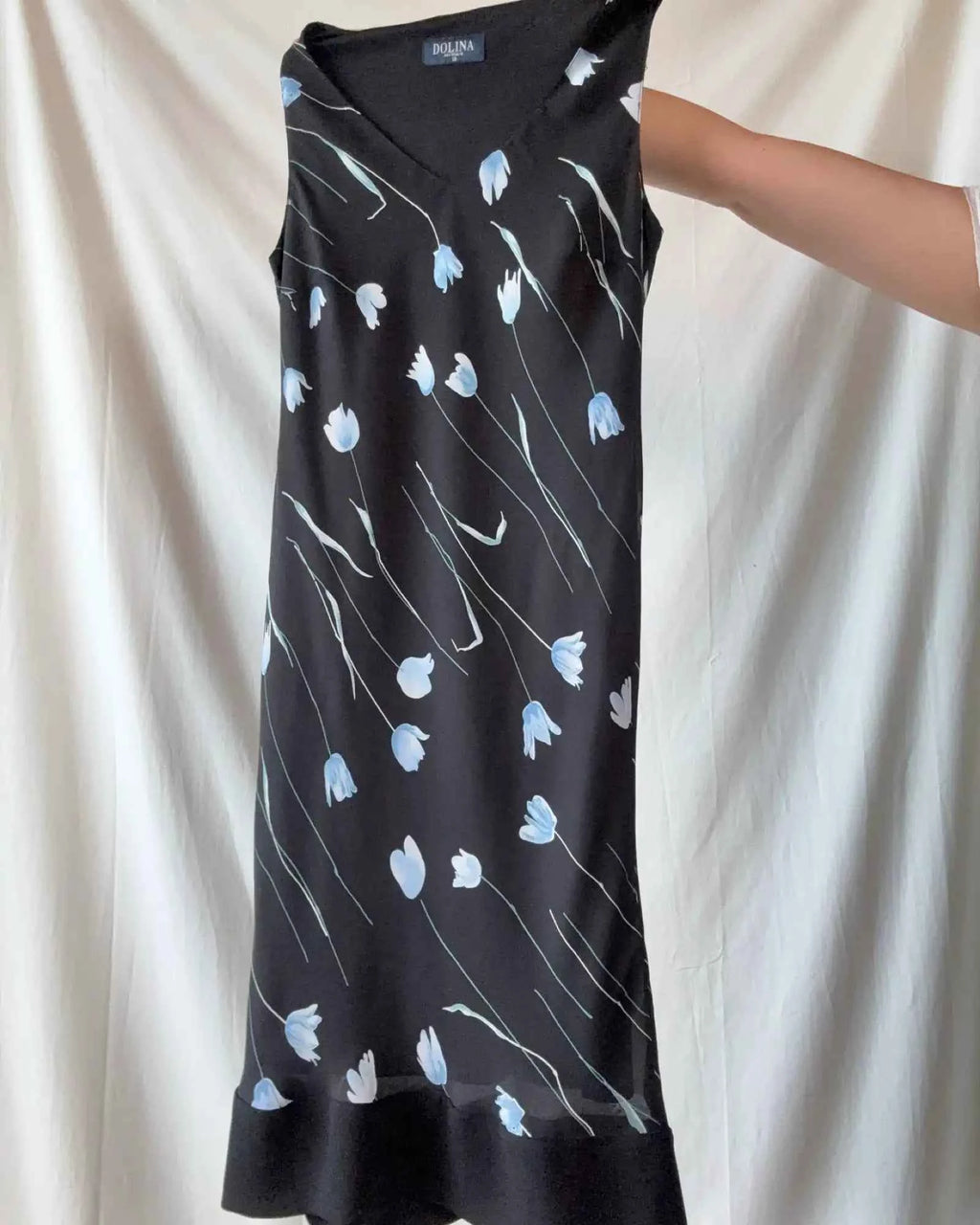 Black Floral 90s Style Dress