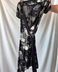 Black Cream Floral Wrap Dress