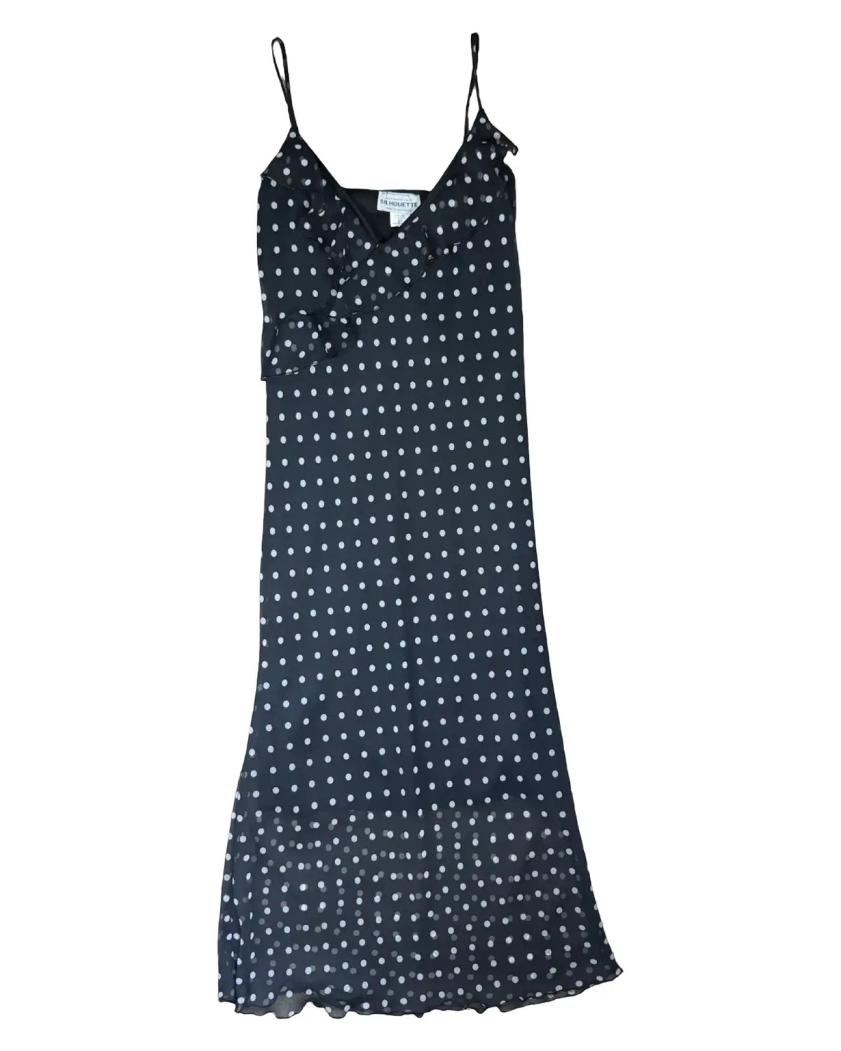 Black and White Spotted Flowy Midi Dress