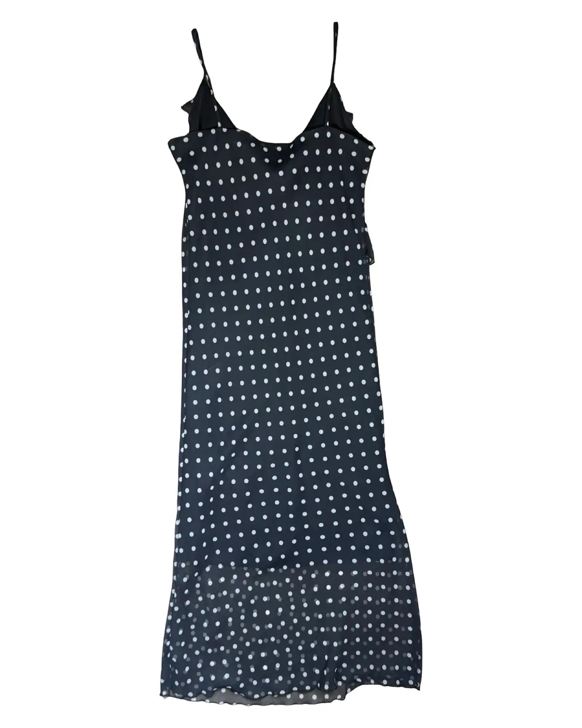 Black and White Spotted Flowy Midi Dress