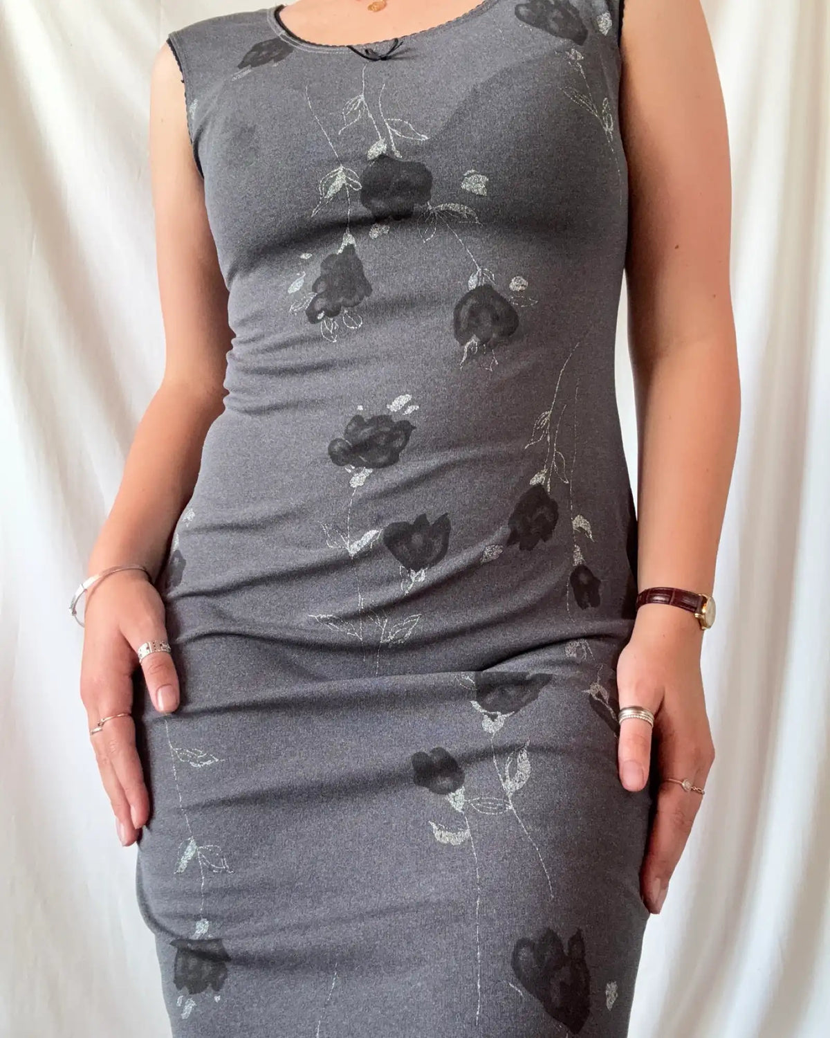 Grey Black 90s Style Dress