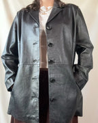 Black Boxy Leather Jacket