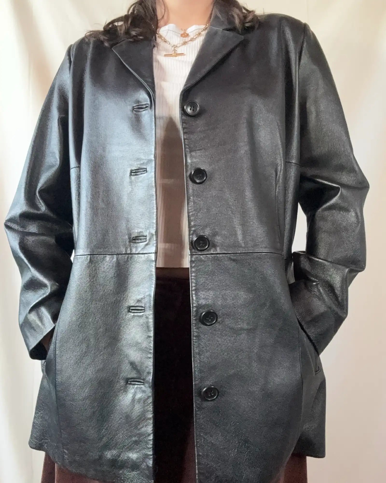 Black Boxy Leather Jacket
