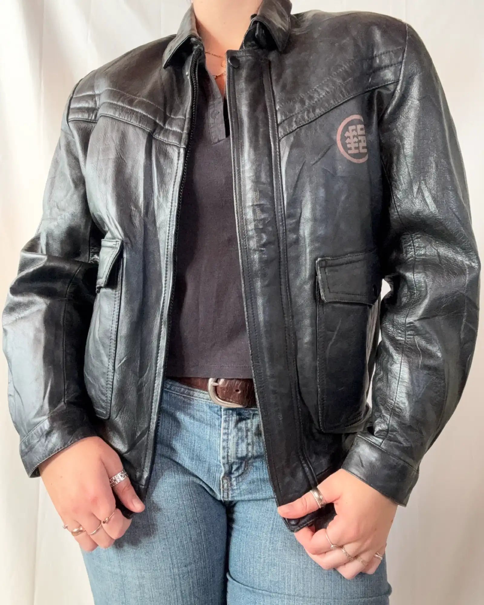 Black Sheepskin Heavy Leather Jacket