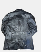 Black Leather Button-Up Jacket | Size S