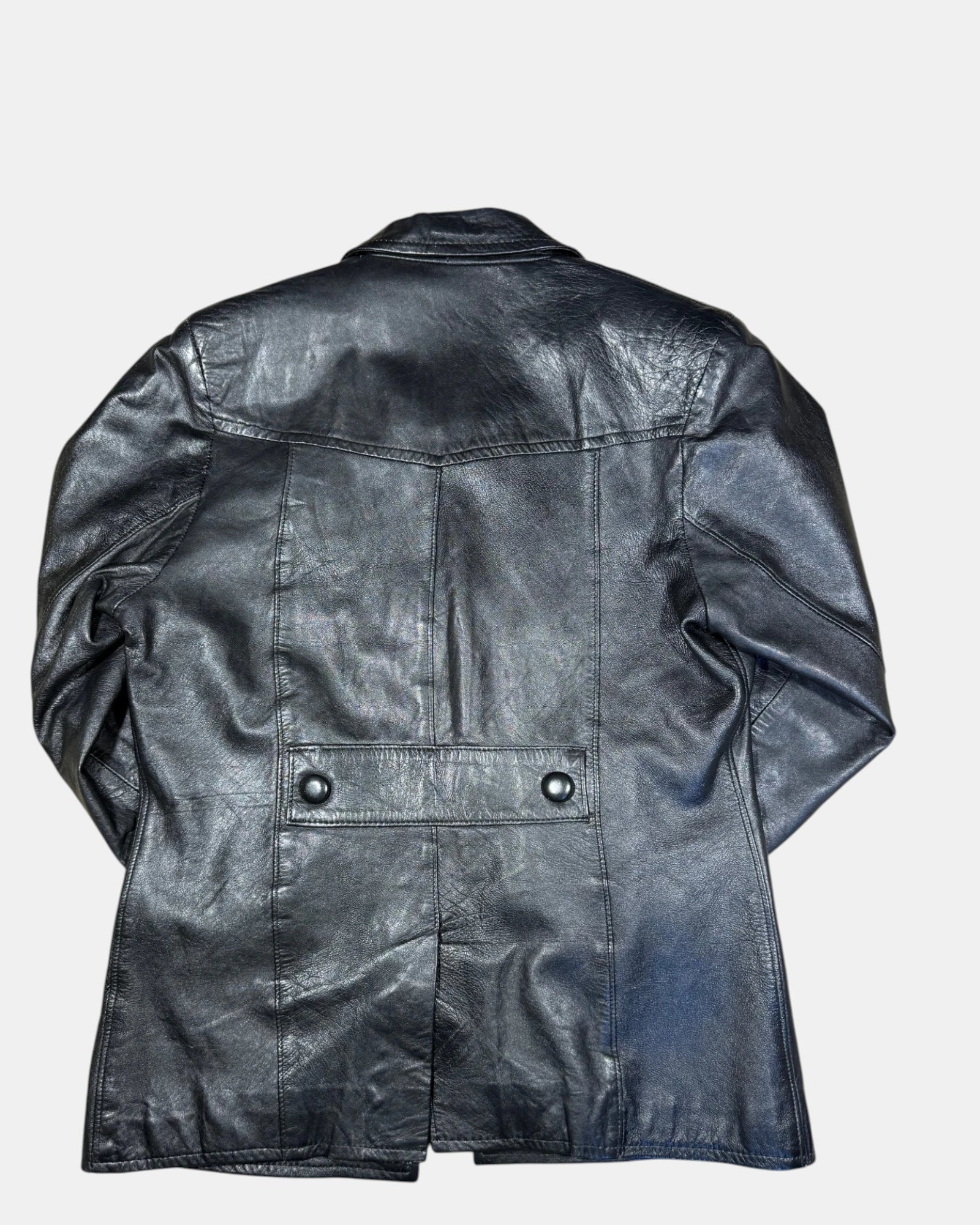 Black Leather Button-Up Jacket | Size S