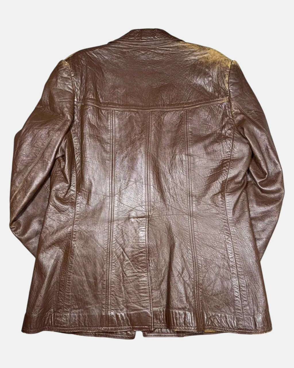 Vintage 70s Brown Leather Coat | Est. Size 12-14