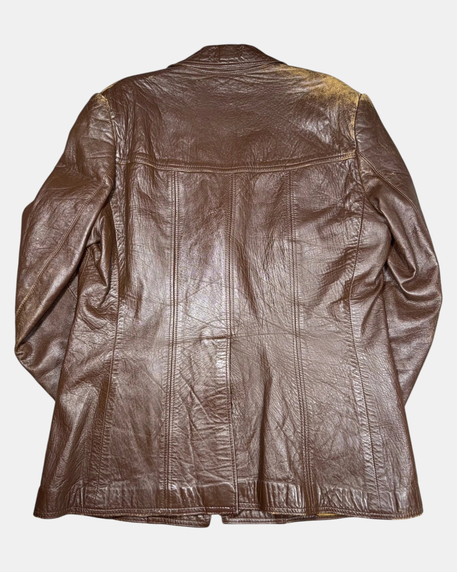 Vintage 70s Brown Leather Coat | Est. Size 12-14