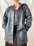 Mid Length Black Leather Jacket | Est. Size 12-16