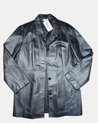 Mid Length Black Leather Jacket | Est. Size 12-16