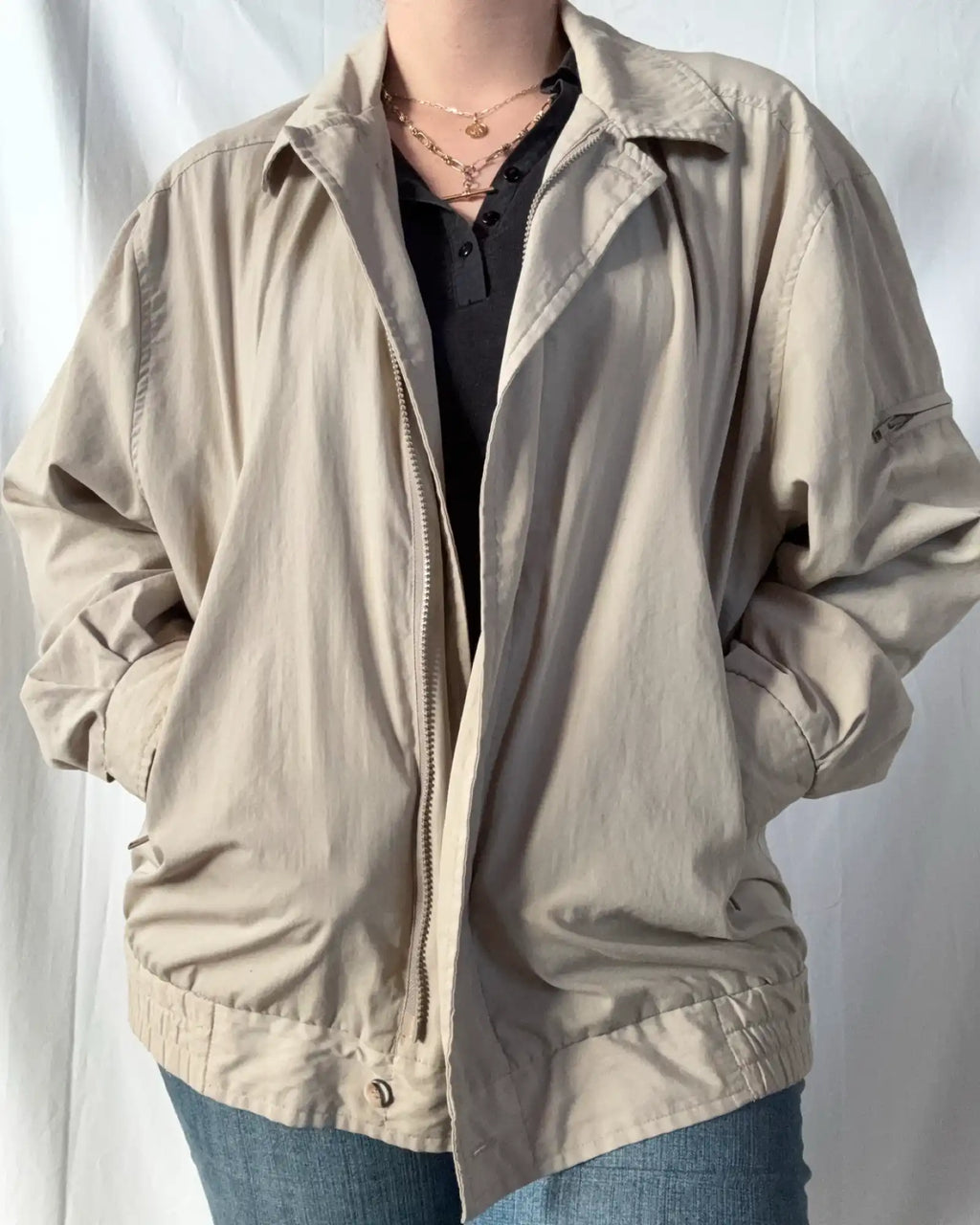 Cream Bomber Jacket
