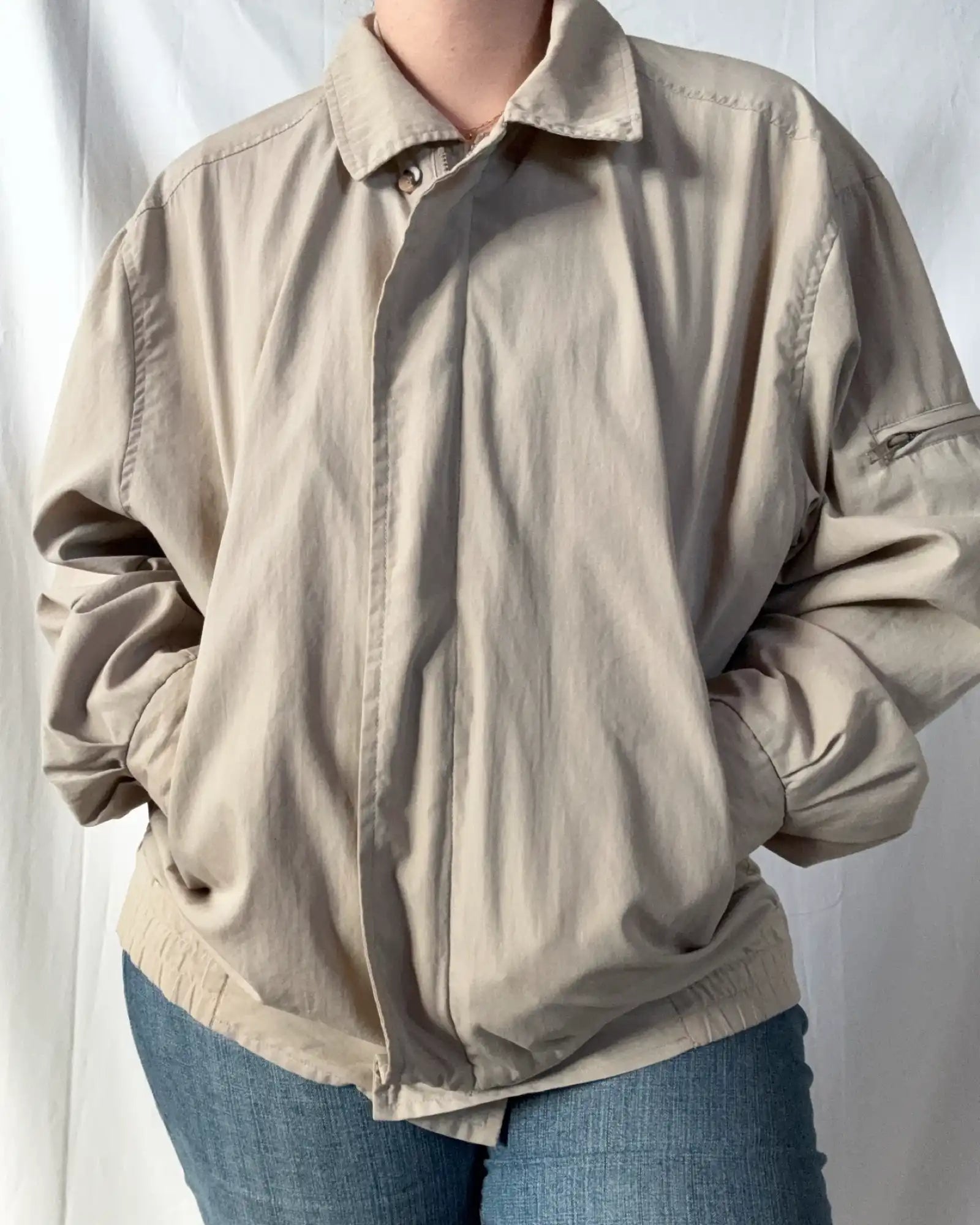 Cream Bomber Jacket
