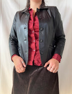 Black Fitted Leather Jacket | Size S