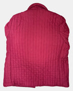 Red Winter Coat with Square Pattern