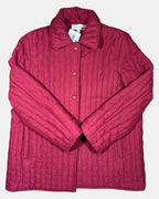 Red Winter Coat with Square Pattern