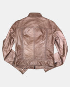 Brown Leather Motorcycle Jacket | Size 8 - Zip Vintage