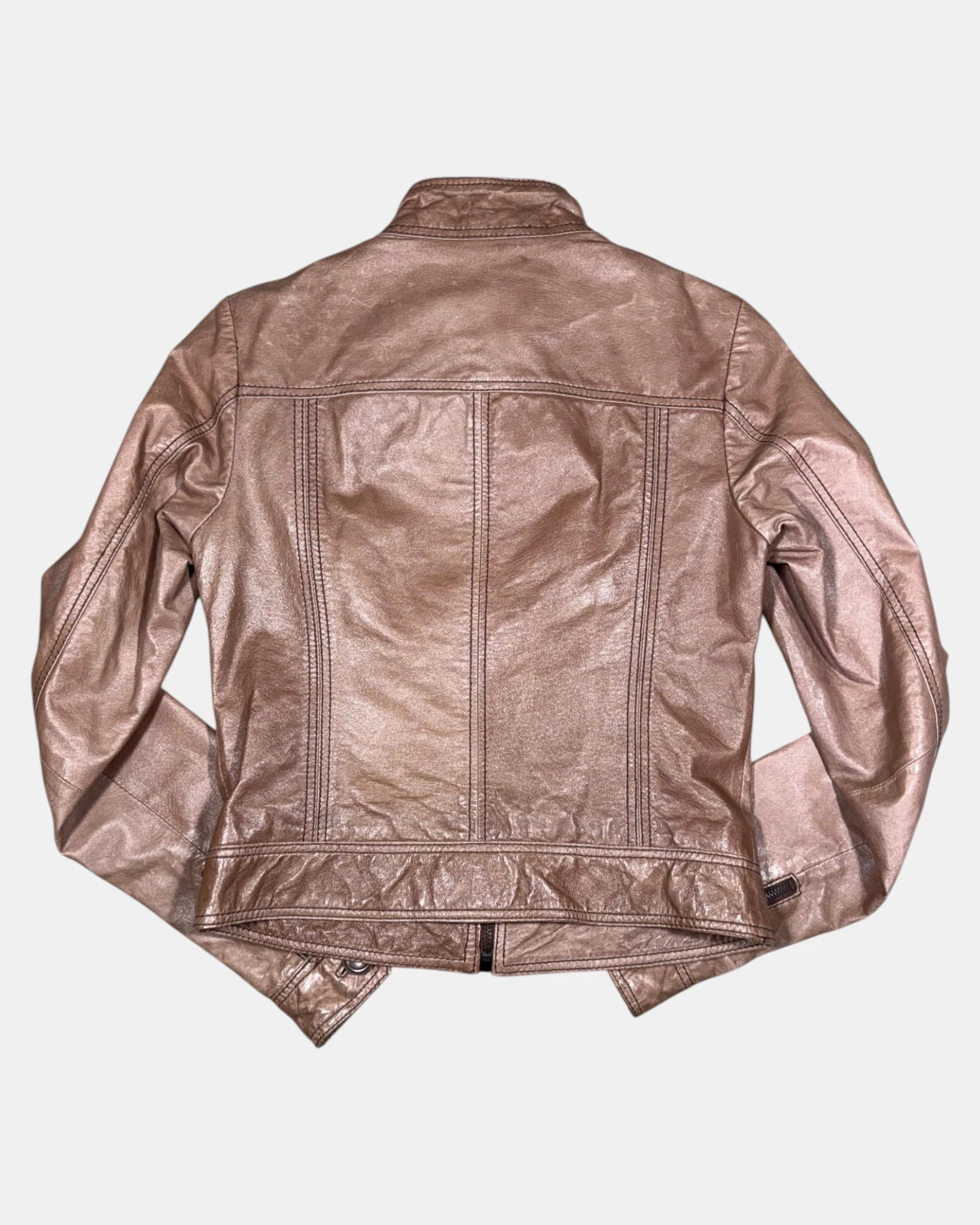 Brown Leather Motorcycle Jacket | Size 8