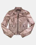Brown Leather Motorcycle Jacket | Size 8 - Zip Vintage