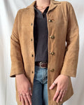 Vintage Light Brown Suede Long Leather Jacket
