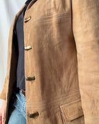 Vintage Light Brown Suede Long Leather Jacket