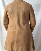 Vintage Light Brown Suede Long Leather Jacket