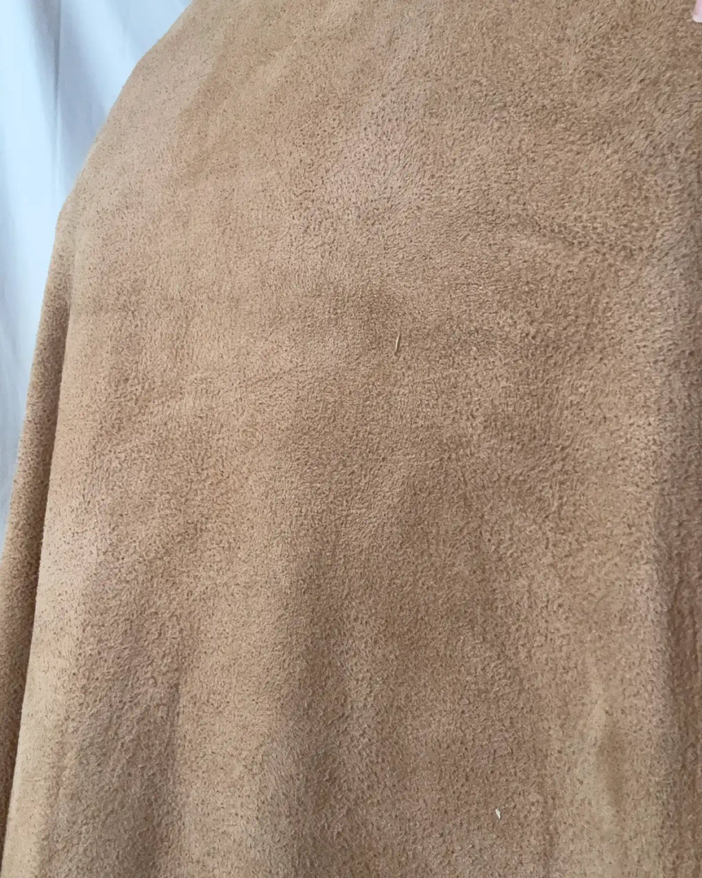 Vintage Light Brown Suede Long Leather Jacket