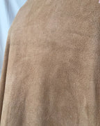 Vintage Light Brown Suede Long Leather Jacket