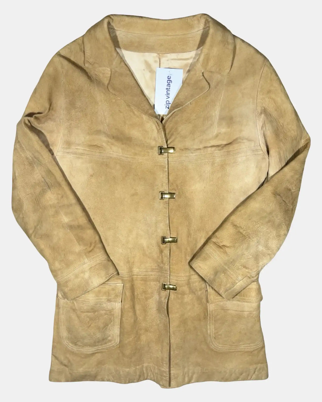 Vintage Light Brown Suede Long Leather Jacket