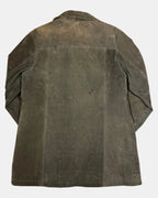 Brown Suede Long Leather Jacket | Size 10 - Zip Vintage