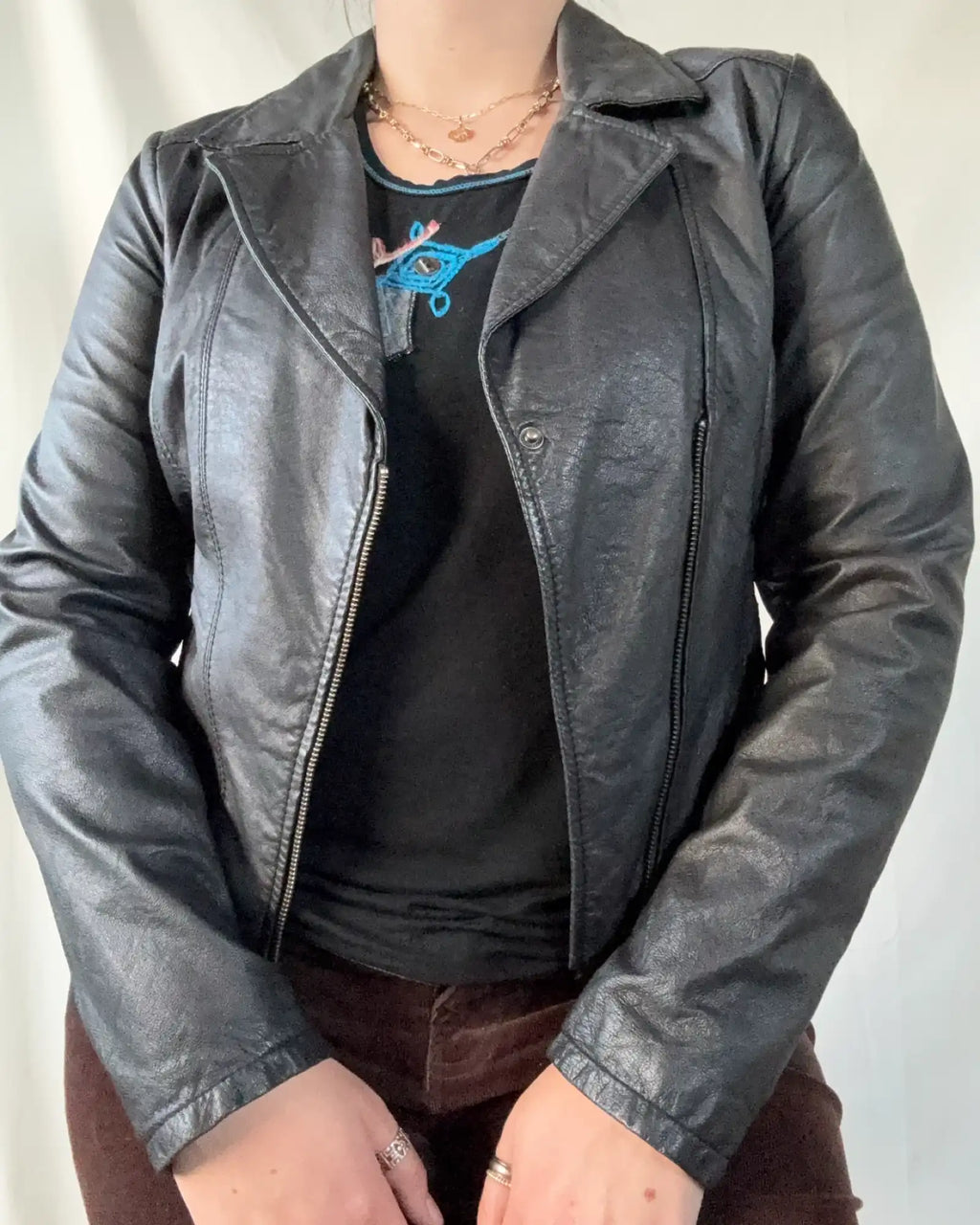 Black Asymetrical Leather Motorcycle Jacket
