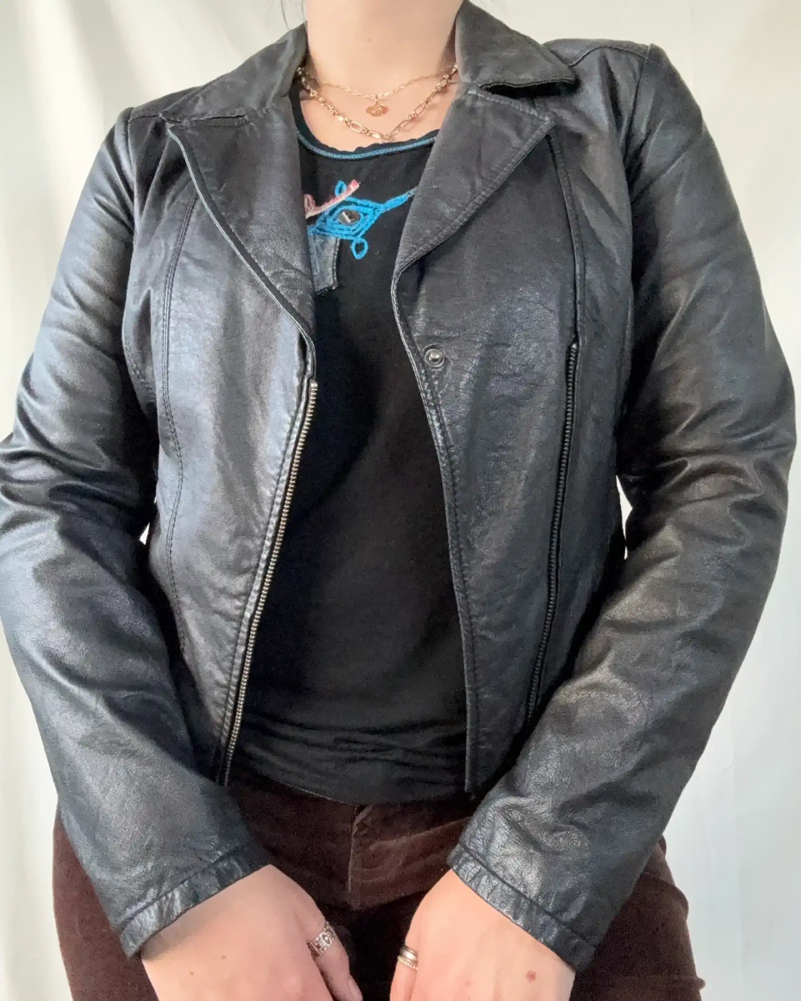 Black Asymetrical Leather Motorcycle Jacket