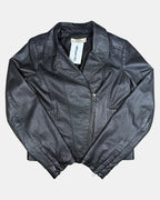 Black Asymetrical Leather Motorcycle Jacket