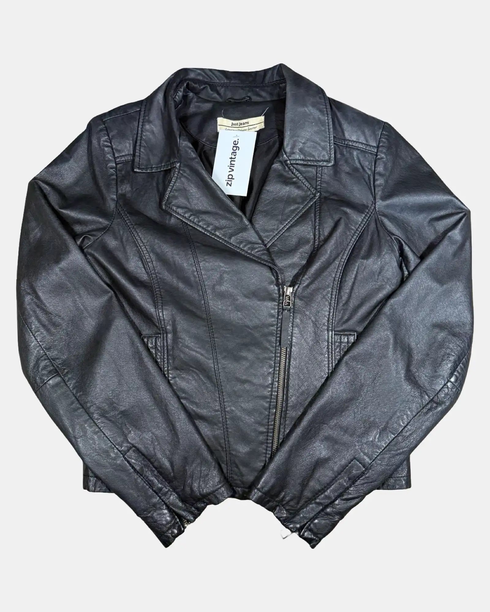 Black Asymetrical Leather Motorcycle Jacket