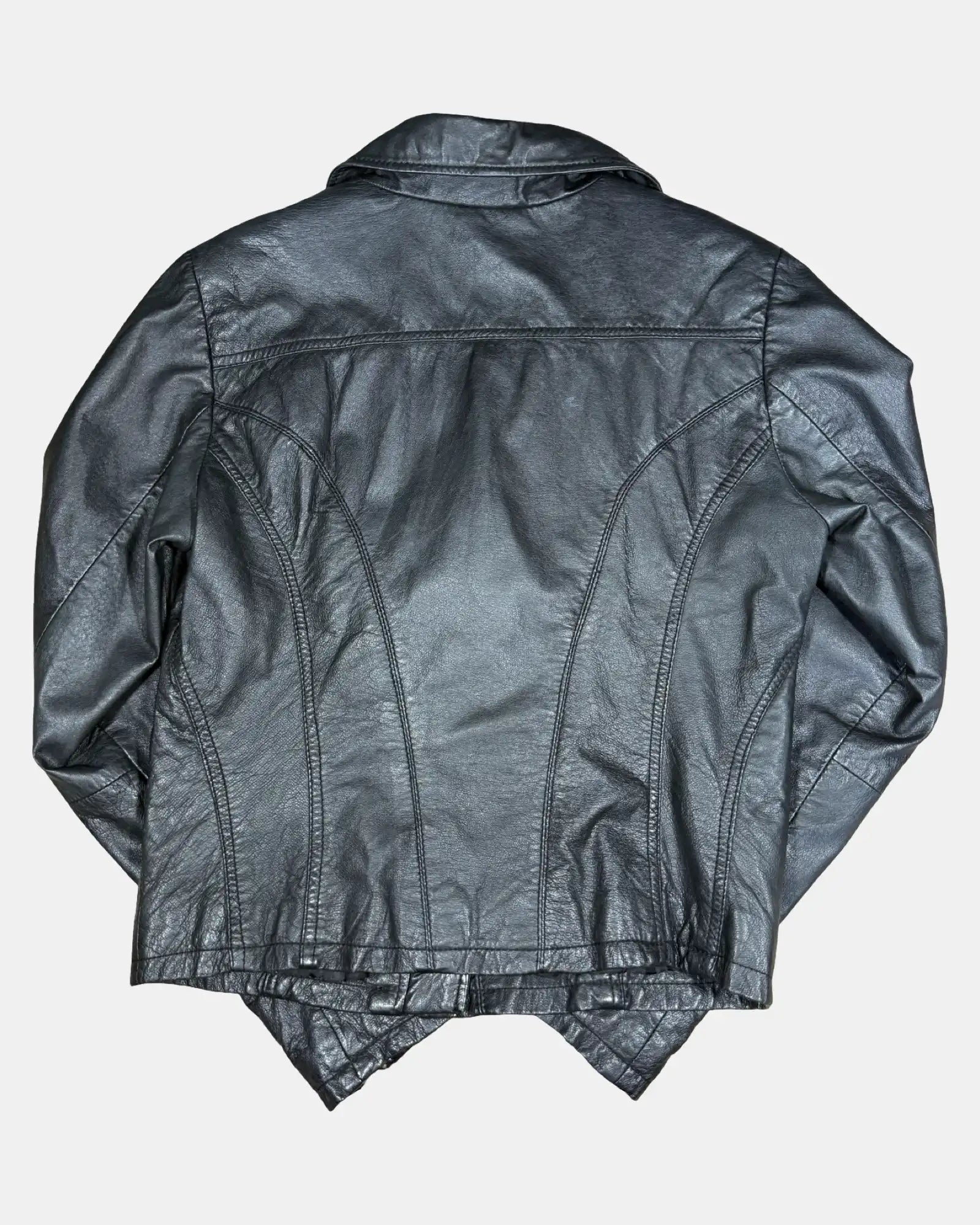 Black Asymetrical Leather Motorcycle Jacket