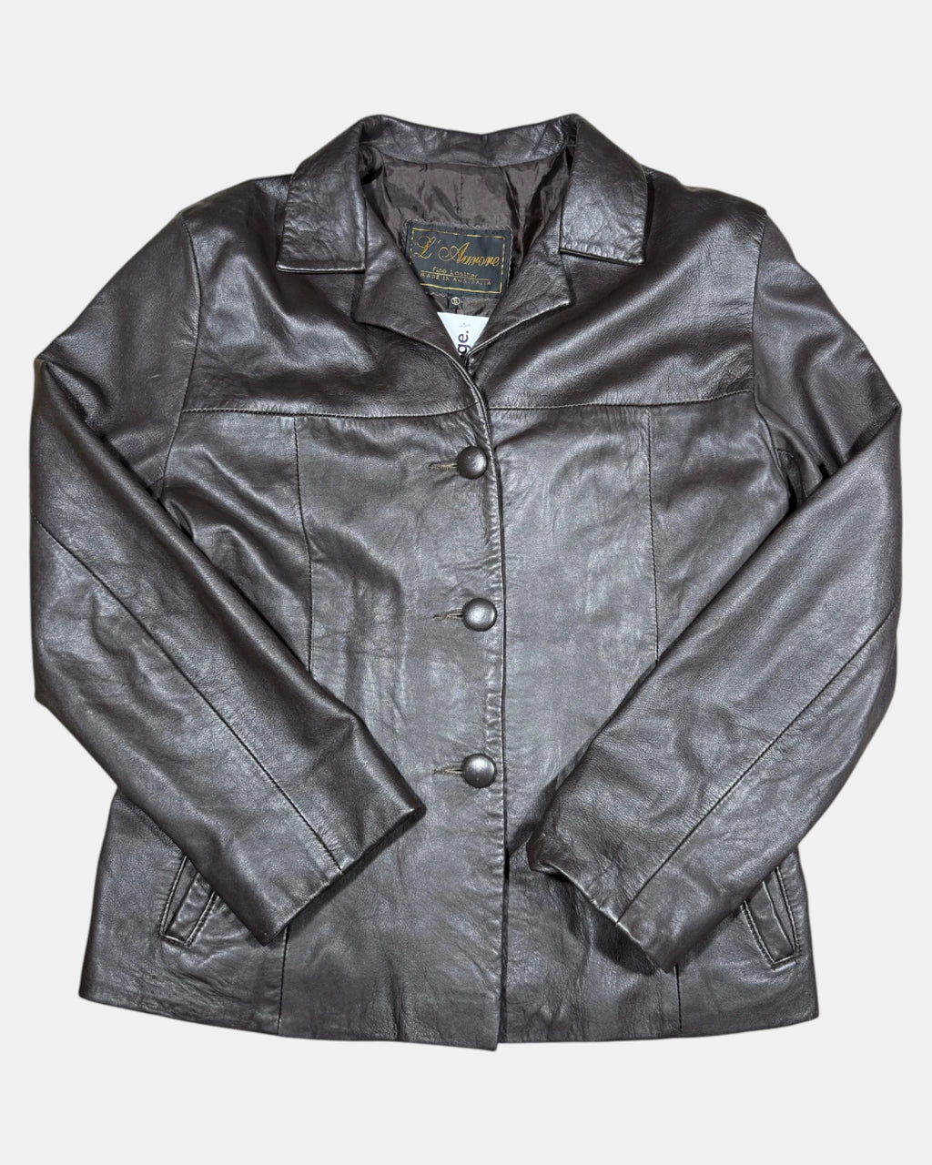 Vintage Dark Brown Leather Jacket | Estimated Size 10-12 - Zip Vintage